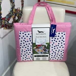 Scout Pink/White/Blue Polka Dot Outdoor Tote Throw Blanket